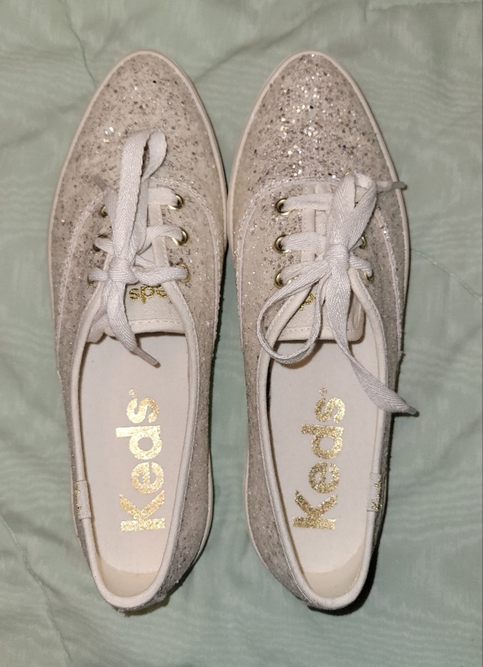 Keds Glitter Point Sneakers in Light Champagne